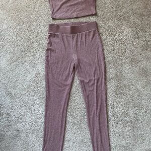 Forever 21 Ribbed Pink Two-Piece Leggings Set